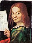 Famous Holding Paintings - Read-headed Youth Holding a Drawing